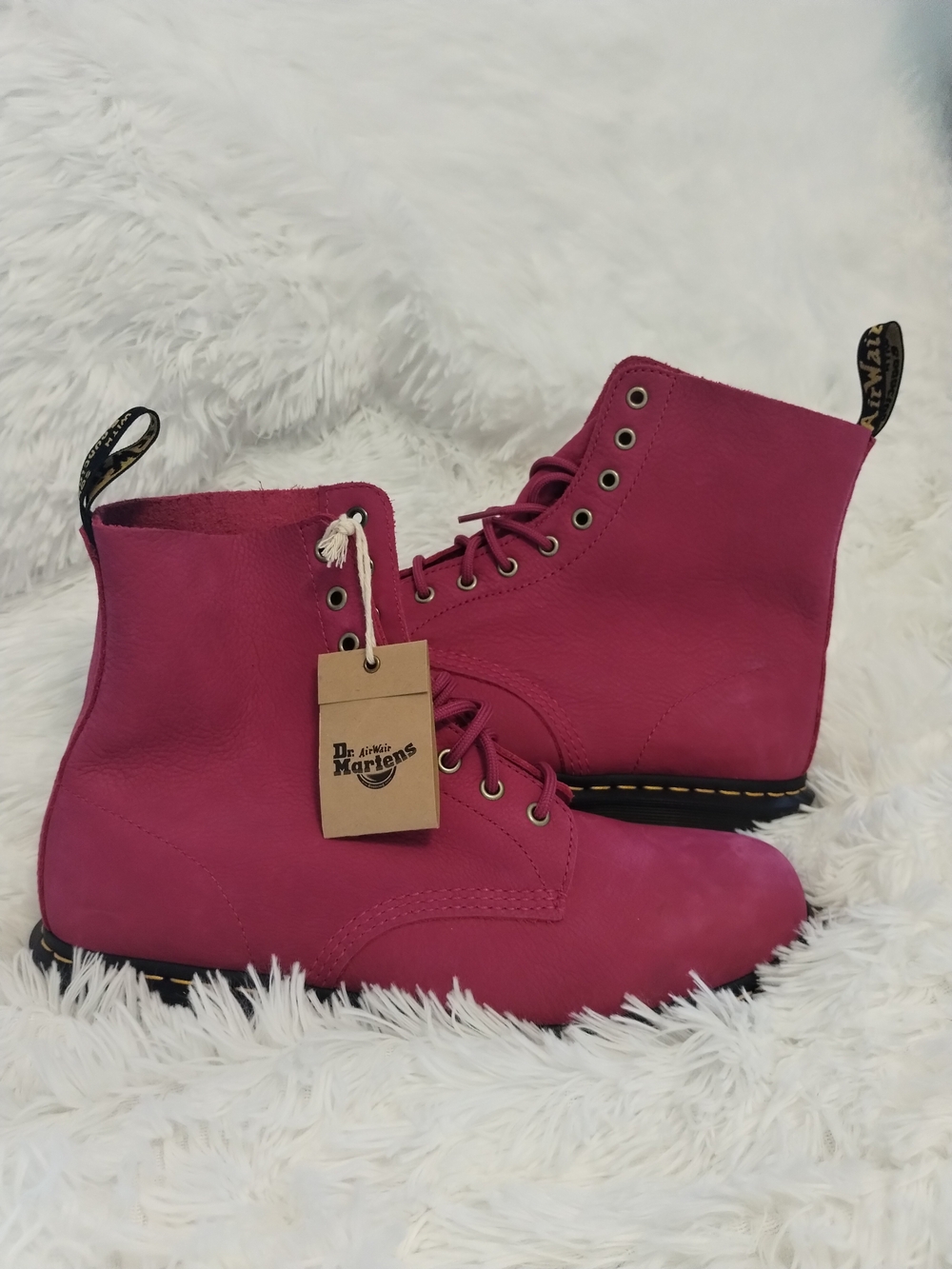 Dr. Martens Women's Fuchsia Lace-Up Leather Boots
